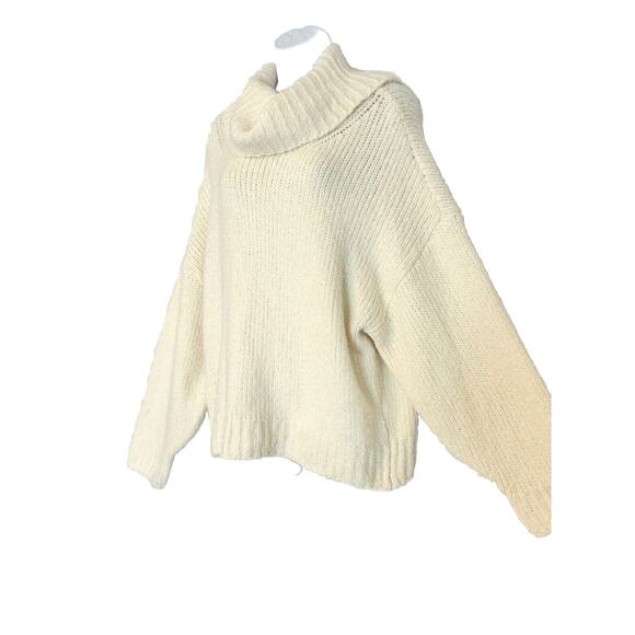Pilcro Anthropologie Sweater Size L Cream Cowl Neck Oversized Thick Knit Cozy - Picture 4 of 10